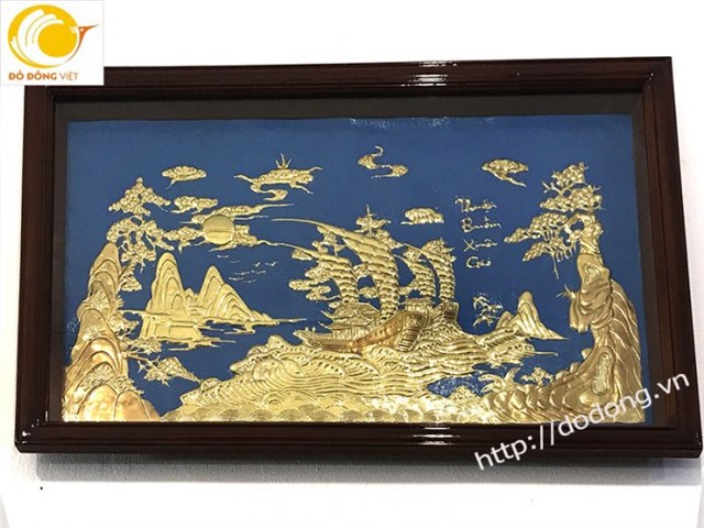 Tranh Thuận Buồm Xuôi Gió bằng đồng KT 60 x 120 cm